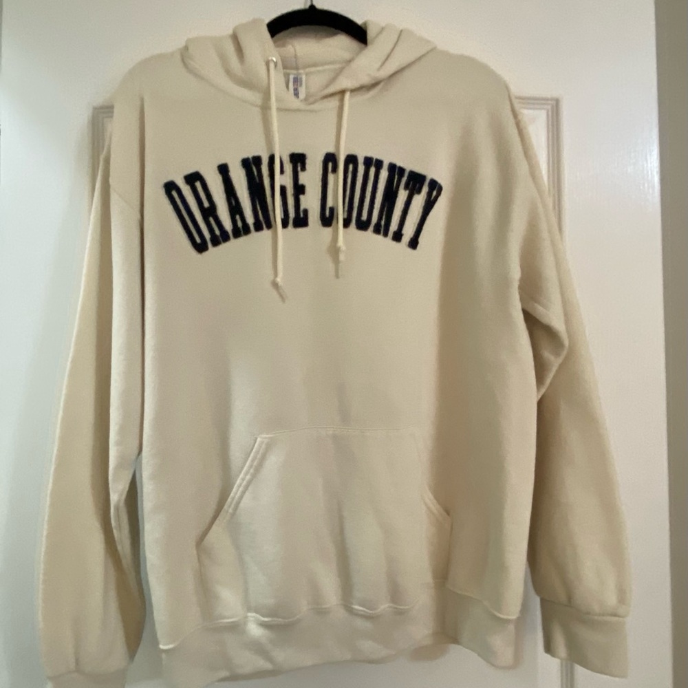 Orange County Cream Pullover Hooded Sweatshirt - Size Medium